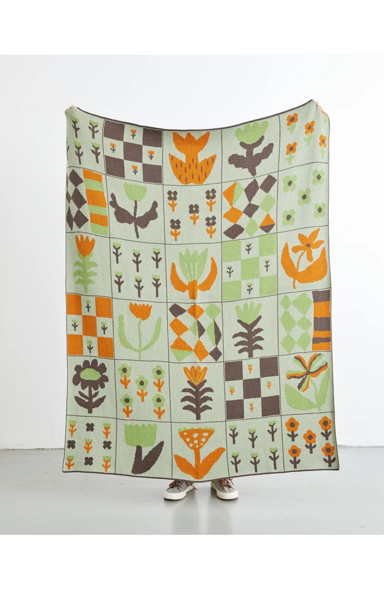 Biquette Toni Darling Frank Knit Throw Blanket, Alternate, color, Minty Orange