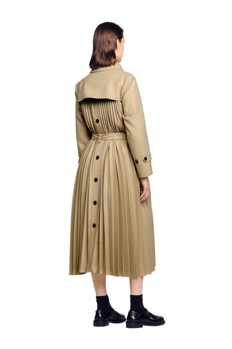 Belted double-breasted trench, Alternate, color, Beige