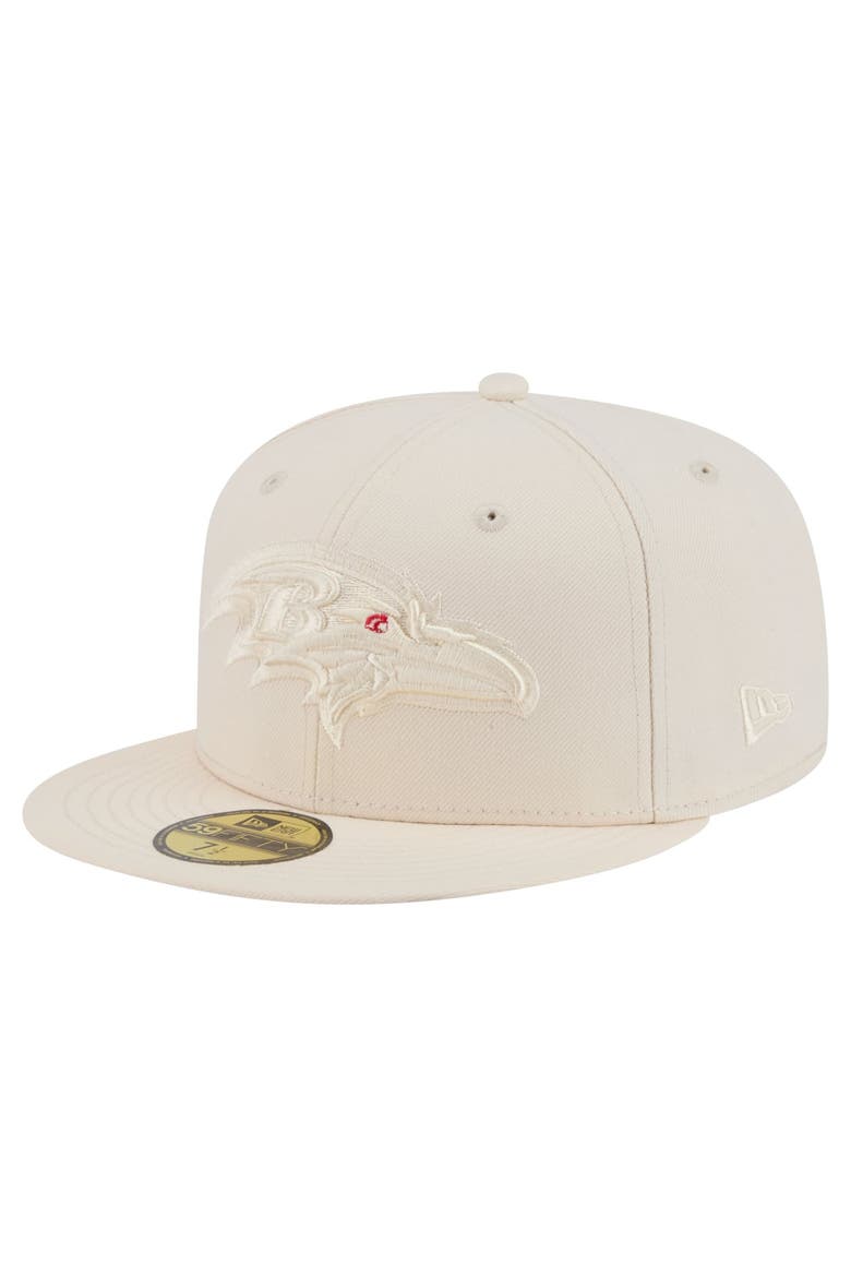 Men's New Era Cream Baltimore Ravens Color Pack 59FIFTY Fitted Hat, Main, color, Cream