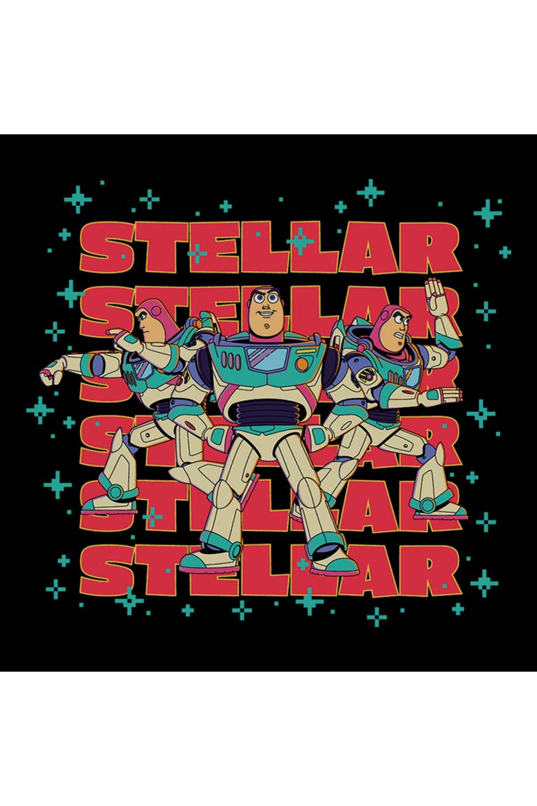 Junior's Toy Story 5 Stellar Stars Buzz  Graphic T-Shirt, Alternate, color, Black