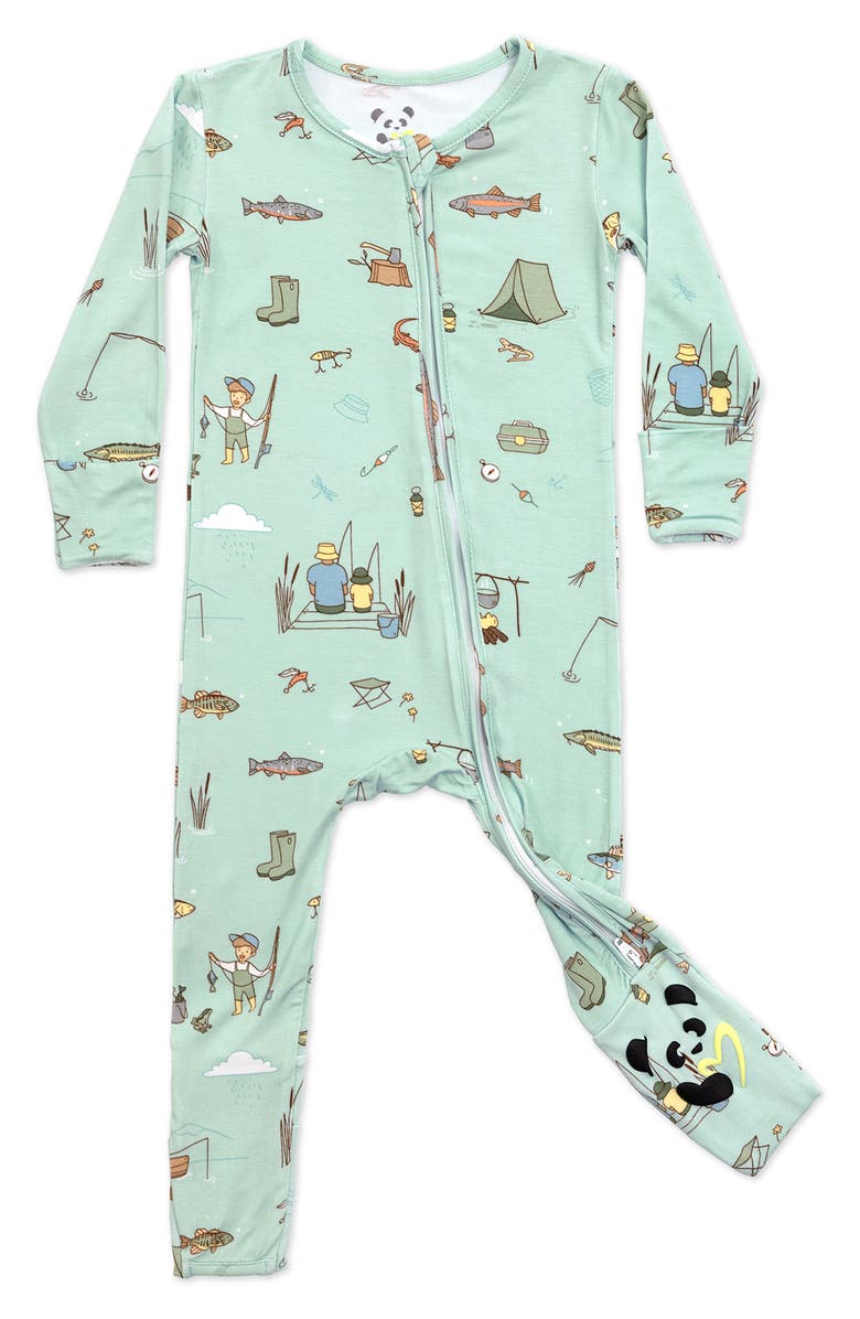 Bellabu Bear Gone Fishing Convertible Footie Pajamas, Main, color, 