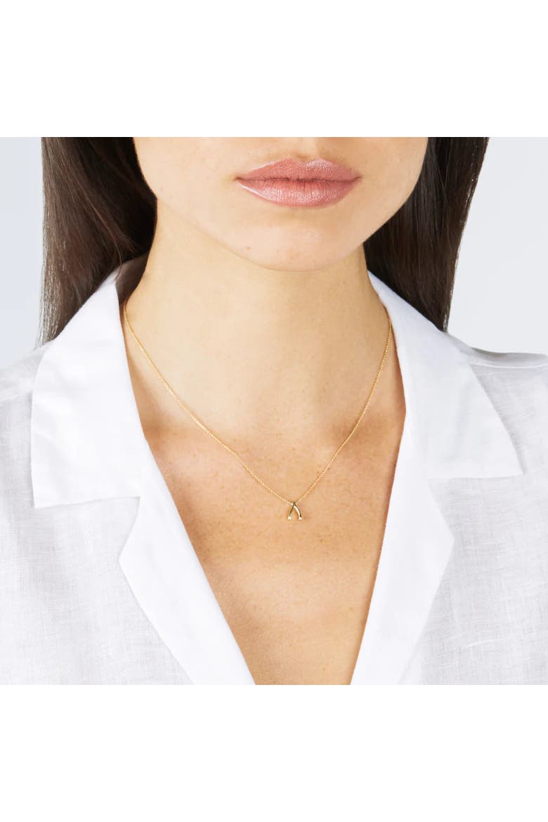 Sterling Silver Mini Wishbone Necklace, Alternate, color, Gold
