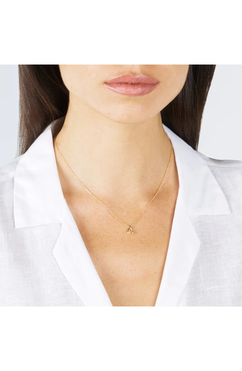 Spero London Sterling Silver Mini Wishbone Necklace, Alternate, color, Gold