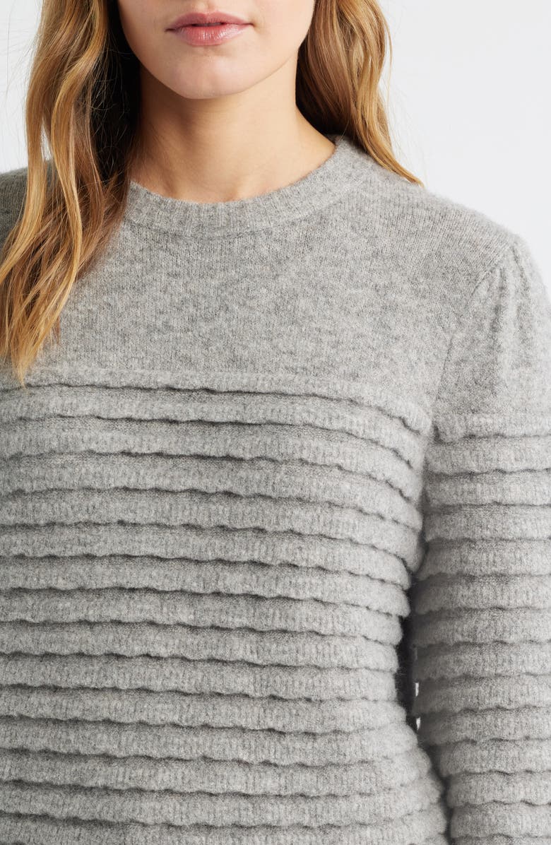 Treasure & Bond Scalloped Crewneck Sweater, Alternate, color, Grey Heather