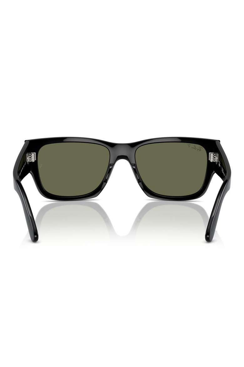 Carlos 56mm Polarized Rectangular Sunglasses, Alternate, color, BLACK