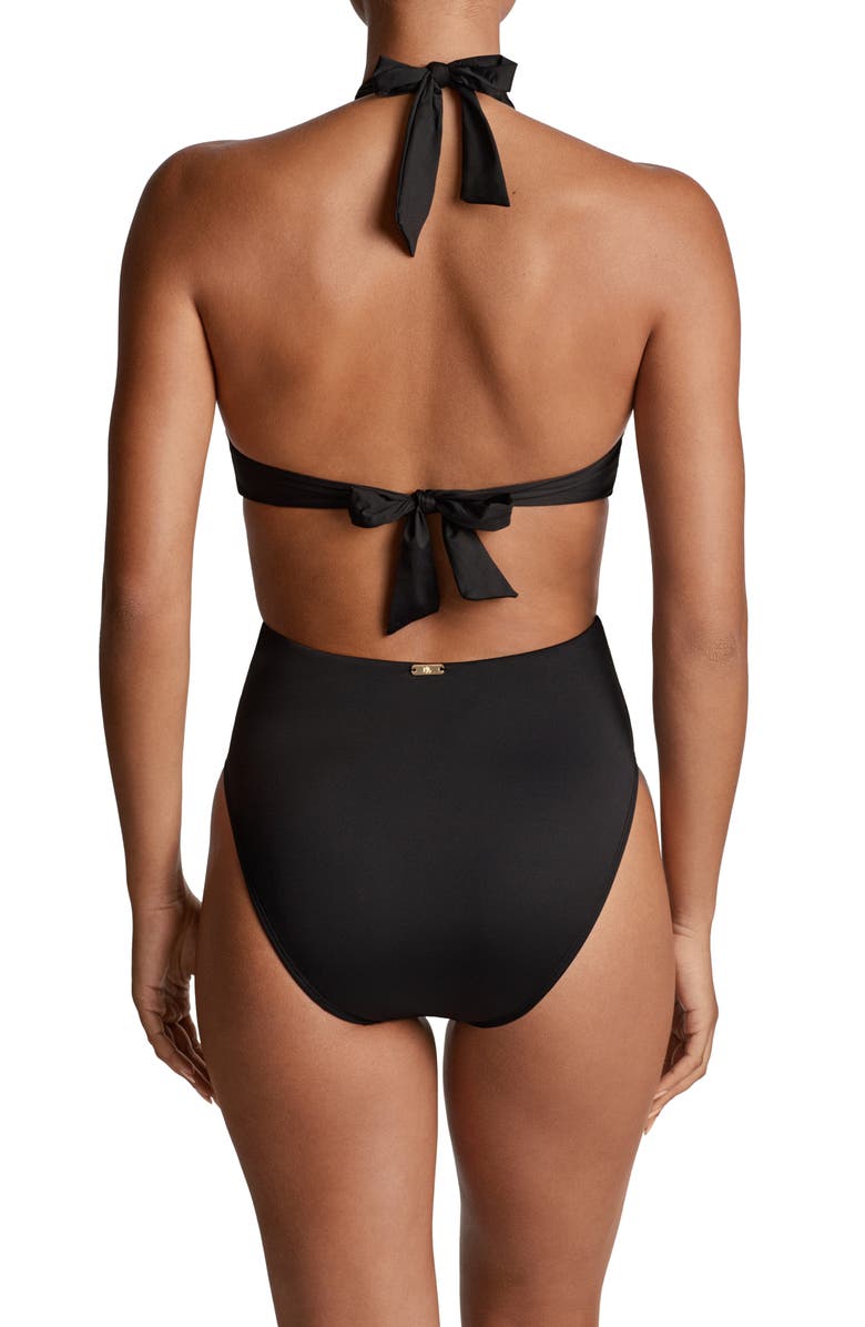 Lauren Ralph Lauren Cutout Twist One-Piece Halter Swimsuit, Alternate, color, Black