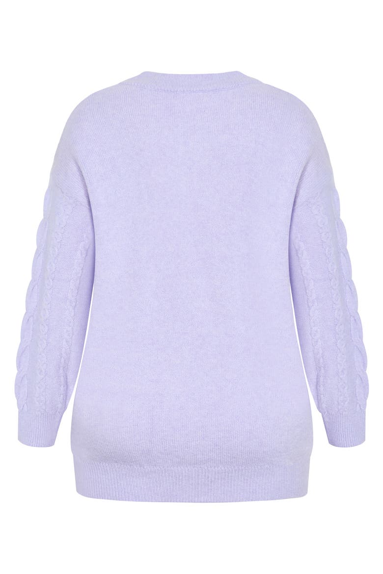 Claudia Cable Knit Sweater, Alternate, color, LILAC MELANGE