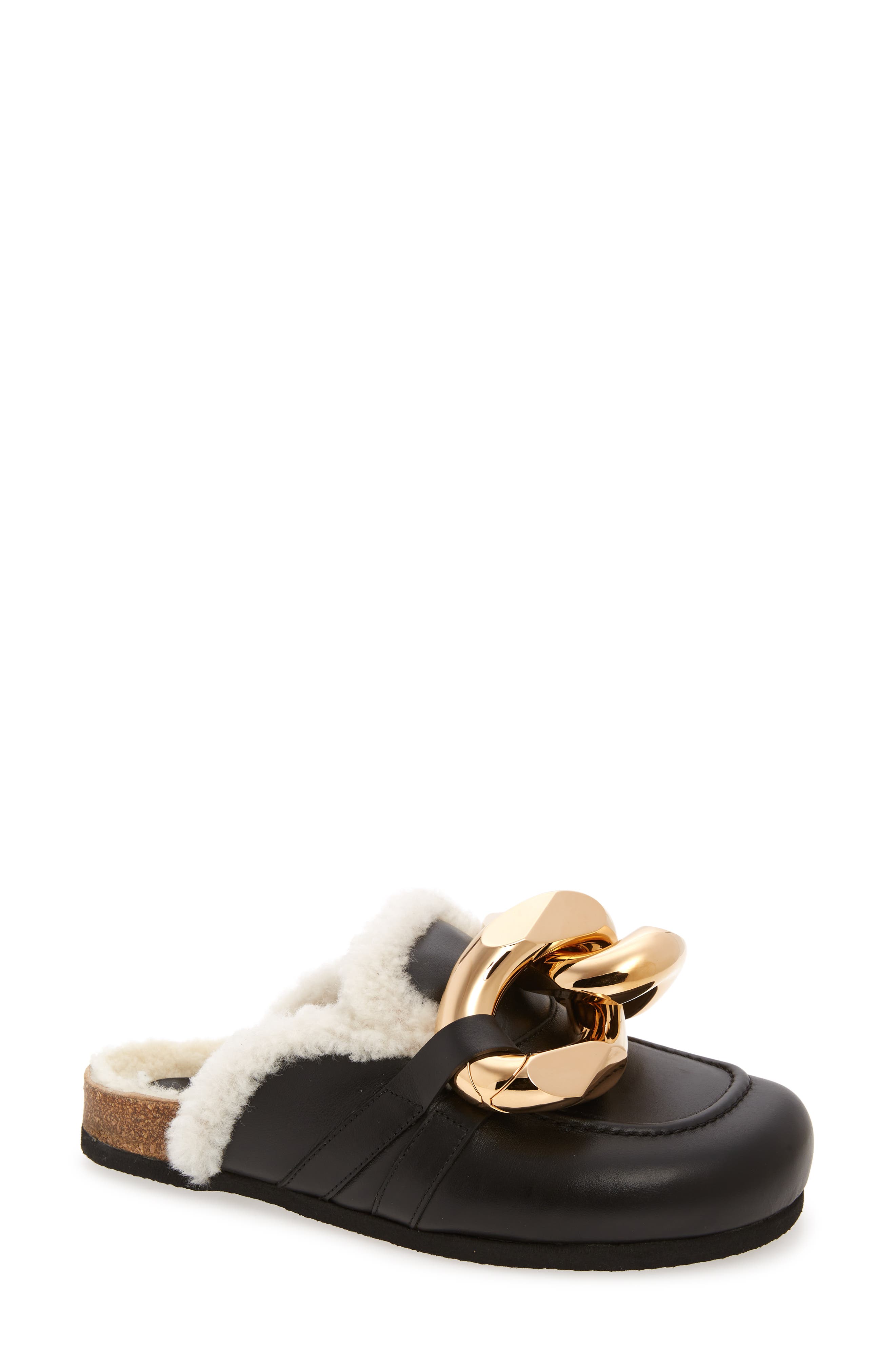 JW Anderson Chain Link Genuine Shearling Loafer Mule, Main, color, 