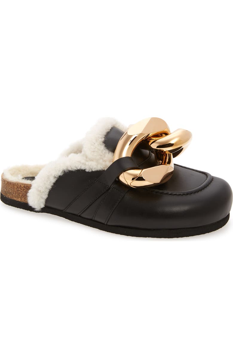 JW Anderson Chain Link Genuine Shearling Loafer Mule, Main, color,