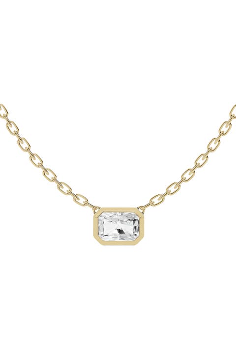 18K Gold Radiant Sol Lab Created Diamond Pendant Necklace (Nordstrom Exclusive)