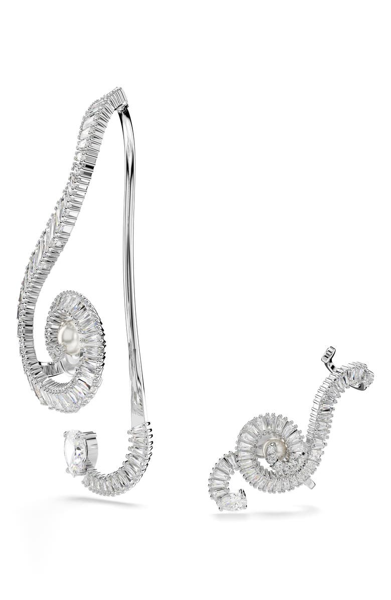 Swarovski x Ariana Grande Asymmetric Music-Inspired Clip Earrings, Alternate, color, White