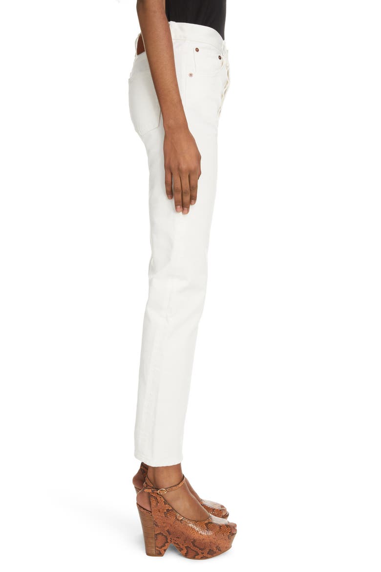 Olivia Straight Leg Button Fly Jeans, Alternate, color, OFF WHITE RINSE