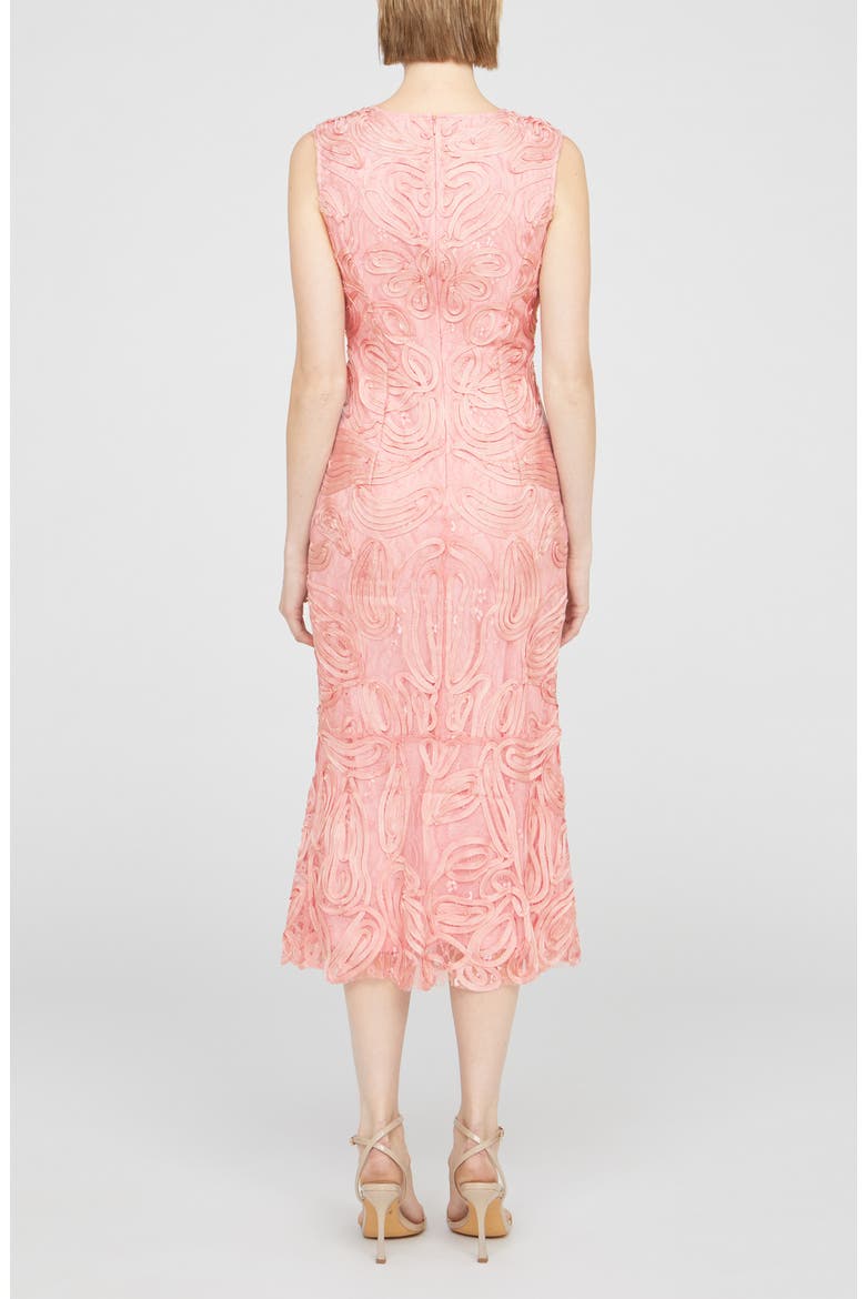 Meli Soutache Cocktail Midi Dress, Alternate, color, PEONY