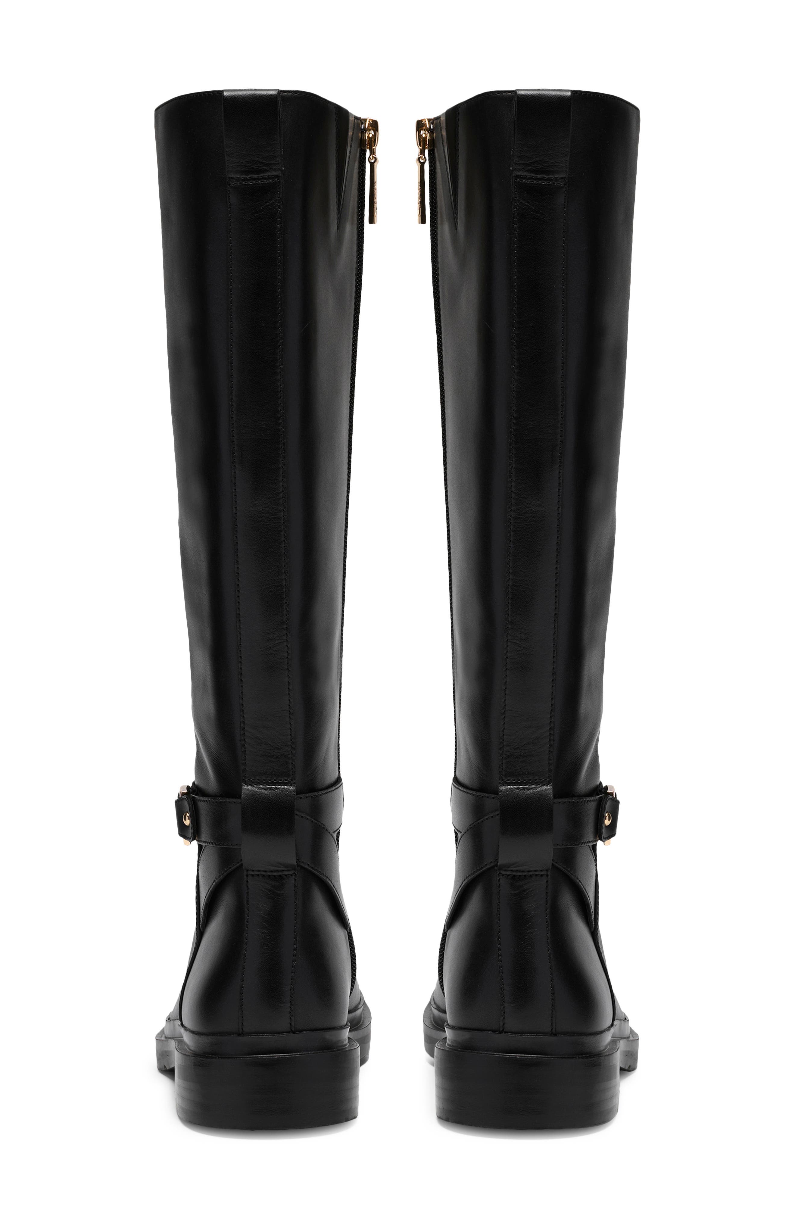 Previa Bit Knee High Leather Boot, Alternate, color, BLACK LEATHER