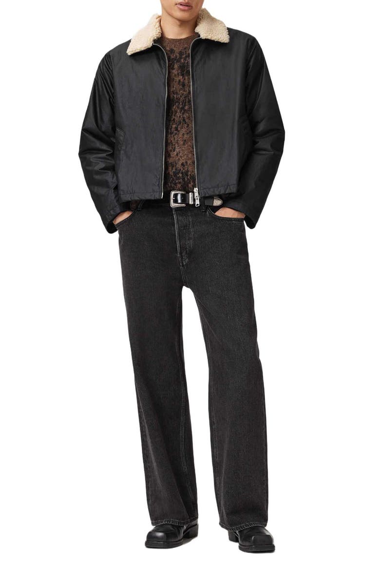 Boston Faux Shearling Collar Jacket, Alternate, color, BLACK