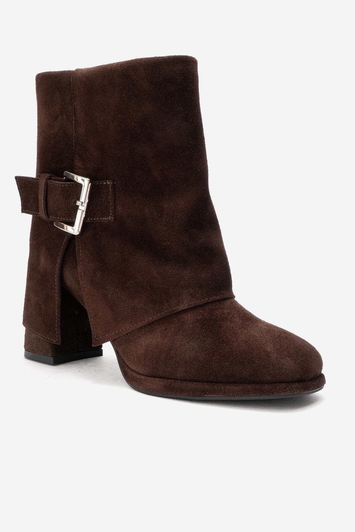 Lore Leather Block Heel Boot, Main, color, Brown Suede