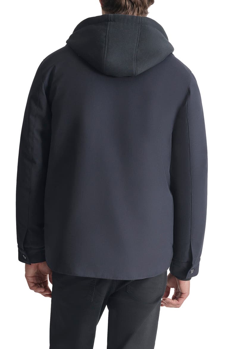 Water Resistant Shirt Jacket with Hooded Bib, Alternate, color, BLACK