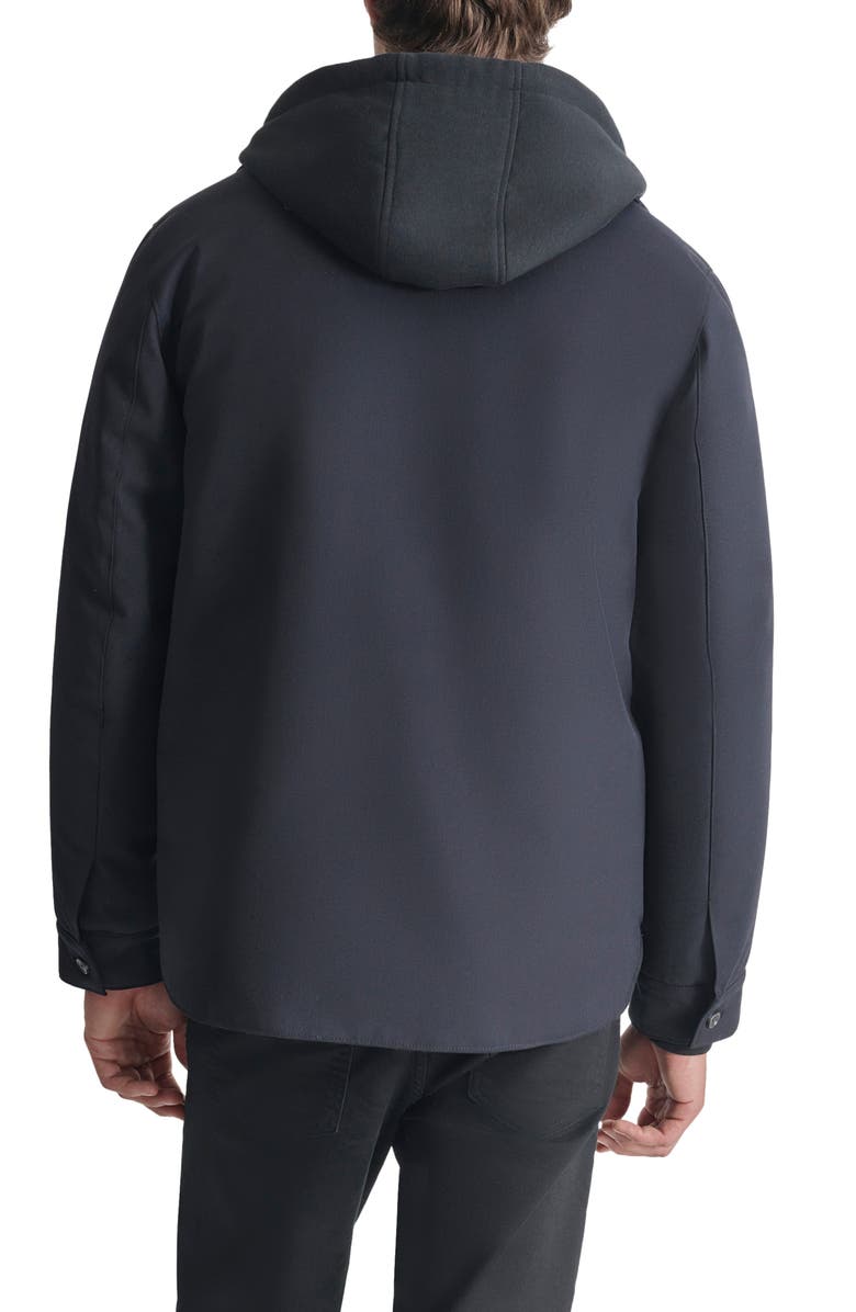 DKNY Water Resistant Shirt Jacket with Hooded Bib, Alternate, color, Black