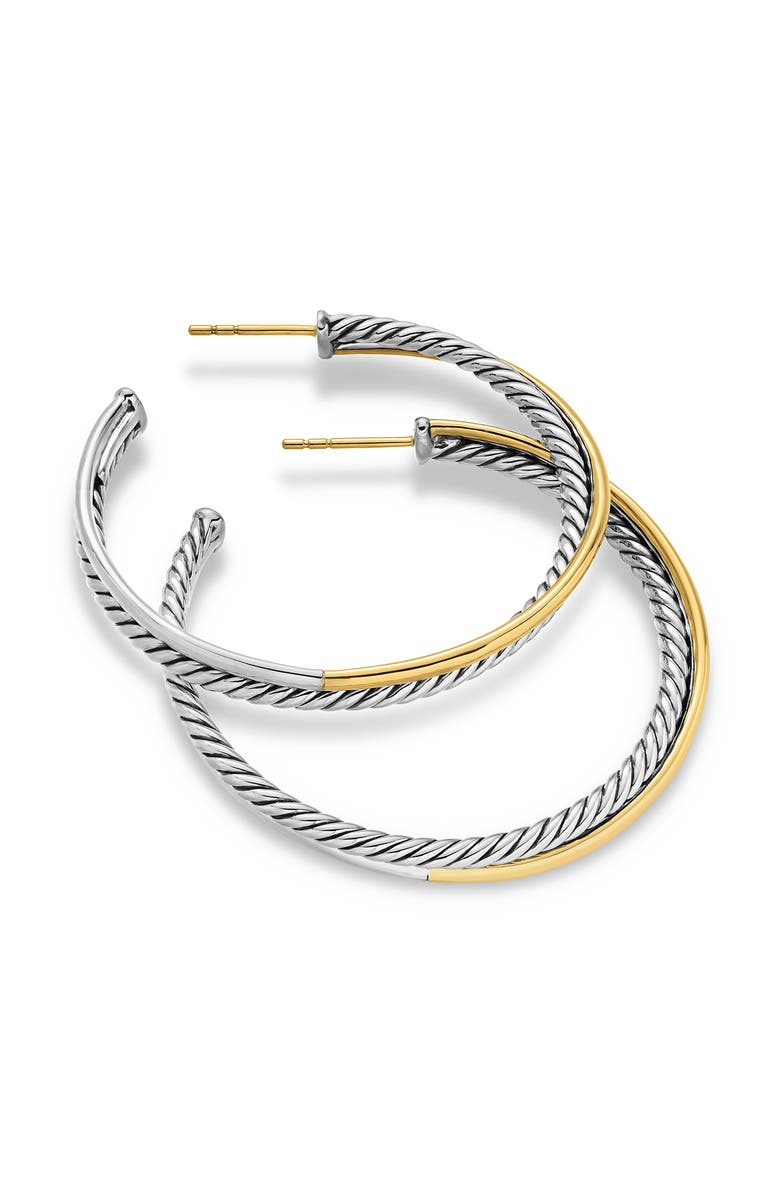 David Yurman Crossover<sup>®</sup> XL Hoop Earrings with 18K Yellow Gold, Alternate, color, Silver/ Gold