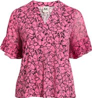 AK ANNE KLEIN Flutter Sleeve Top