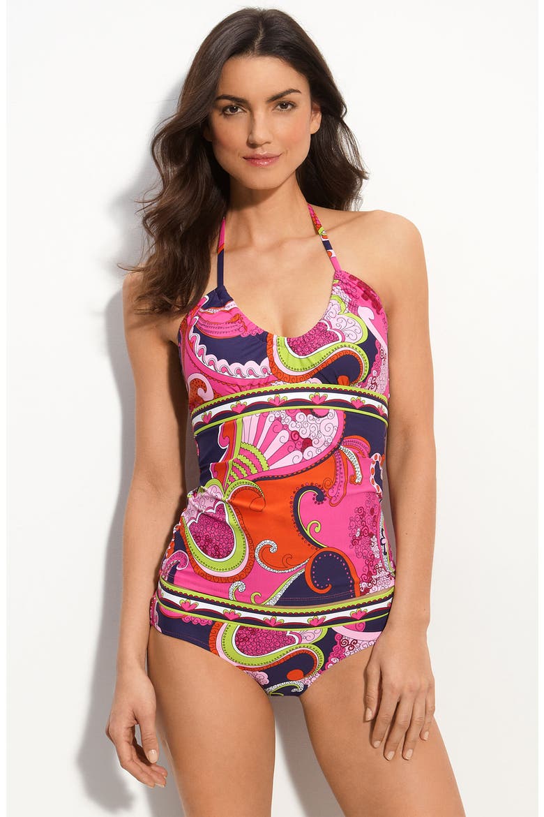 'French Riviera' Halter Tankini Top, Alternate, color, PINK