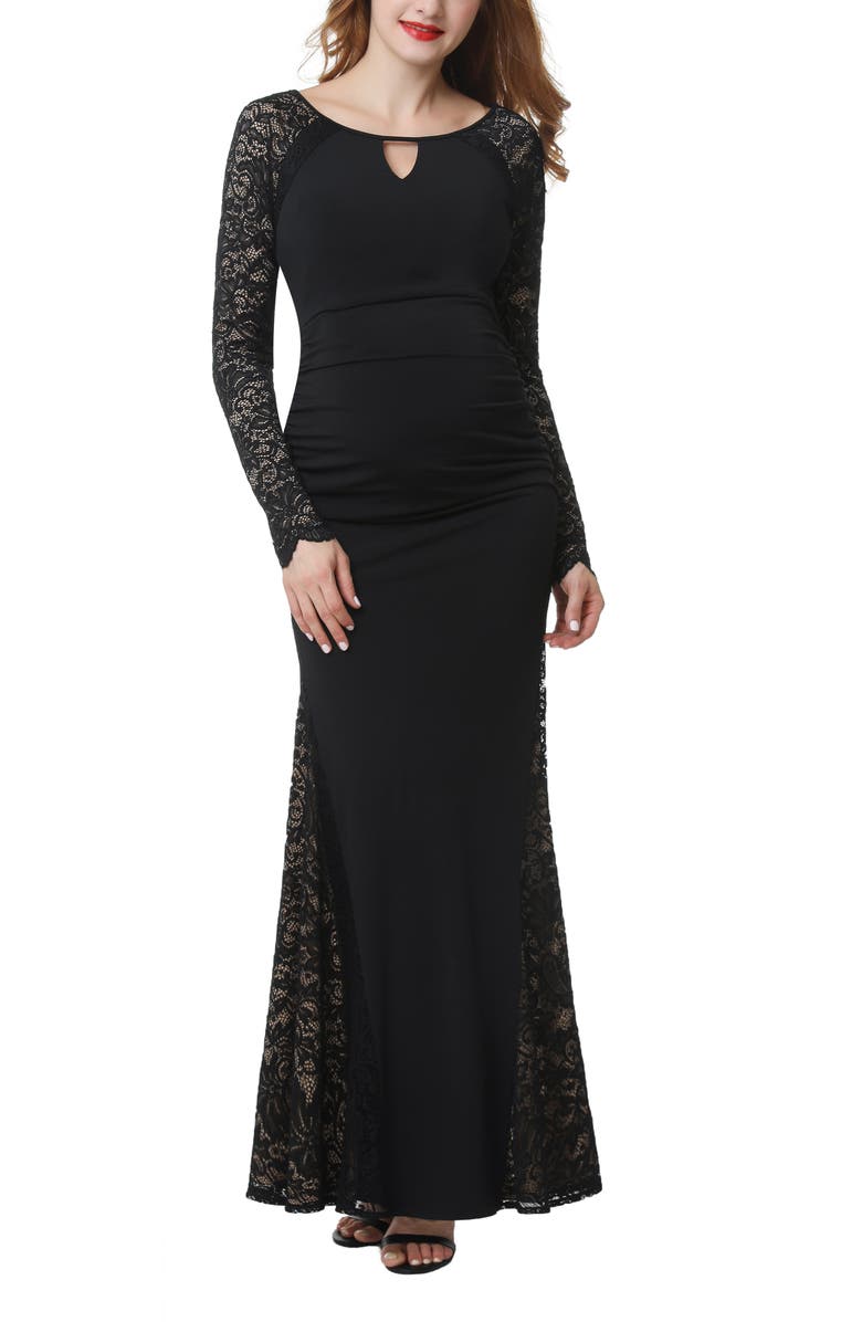 Kimi and Kai Bella Long Sleeve Maternity Maxi Dress, Main, color,