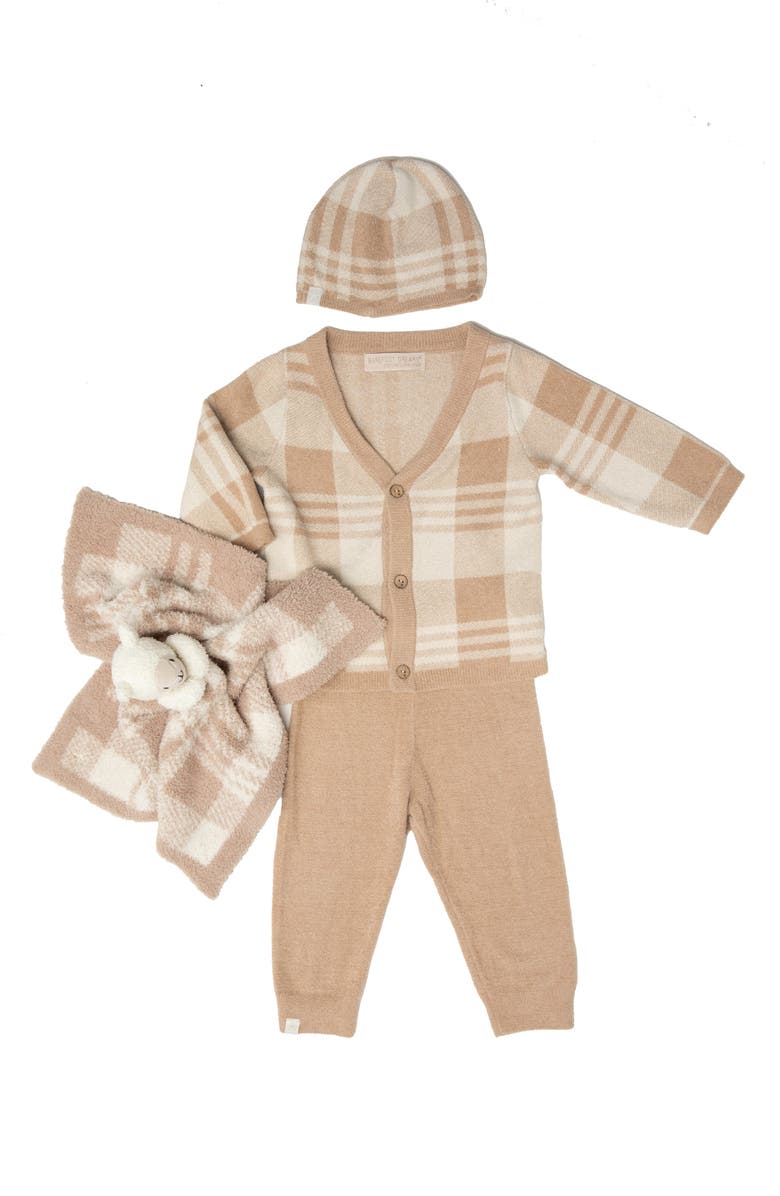 Barefoot Dreams<sup>®</sup> CozyChic Ultra Lite<sup>™</sup> Cardigan, Pants, Beanie & Blanket Set, Main, color, Cream/Tan