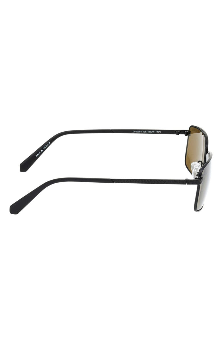 GUESS 59mm Rectangular Sunglasses, Alternate, color, Matte Black / Brown