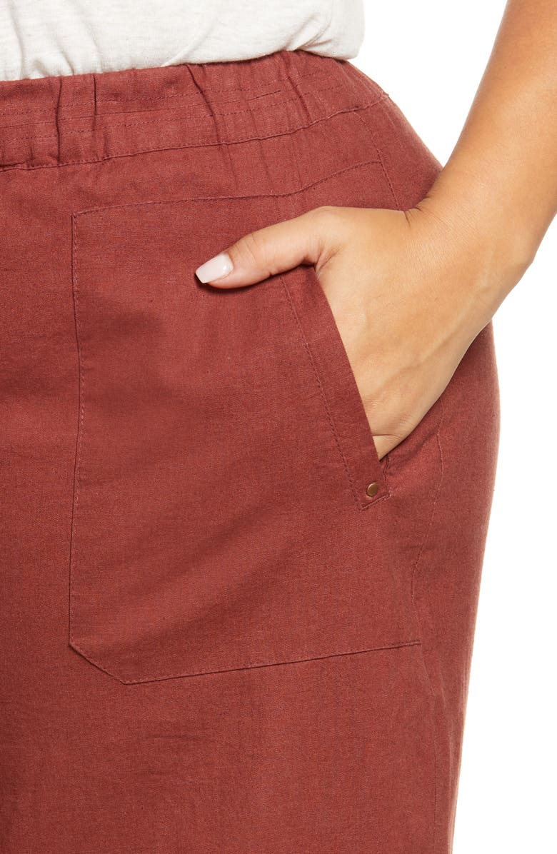 Wit & Wisdom High Waist Stretch Linen Blend Pants, Alternate, color, Burnt Henna