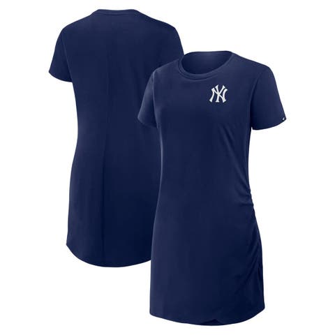 Women's Fanatics Navy New York Yankees Ruched Drape T-Shirt Dress