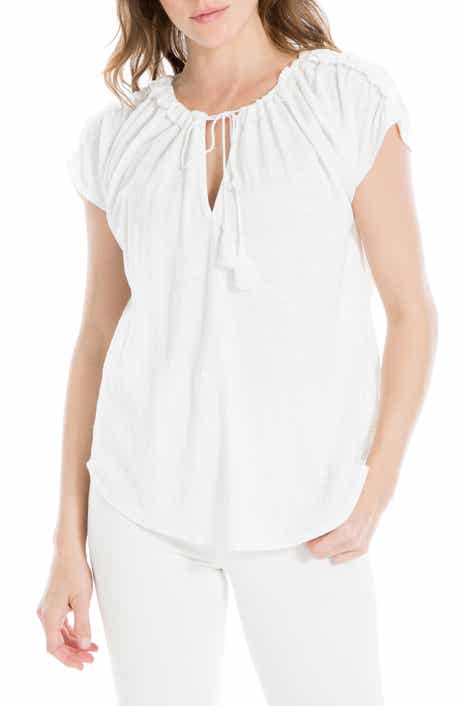 MAX STUDIO Tie Keyhole Cap Sleeve Top