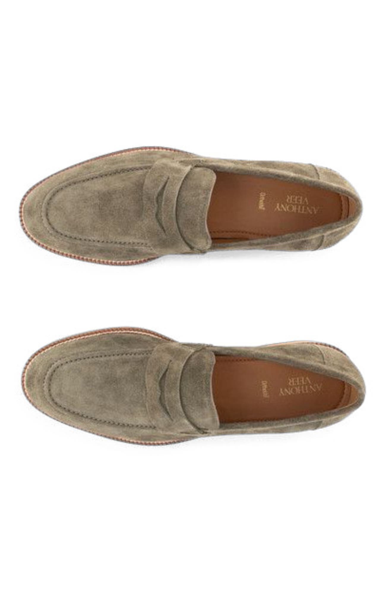 Brighton Penny Loafer, Alternate, color, Olive Suede