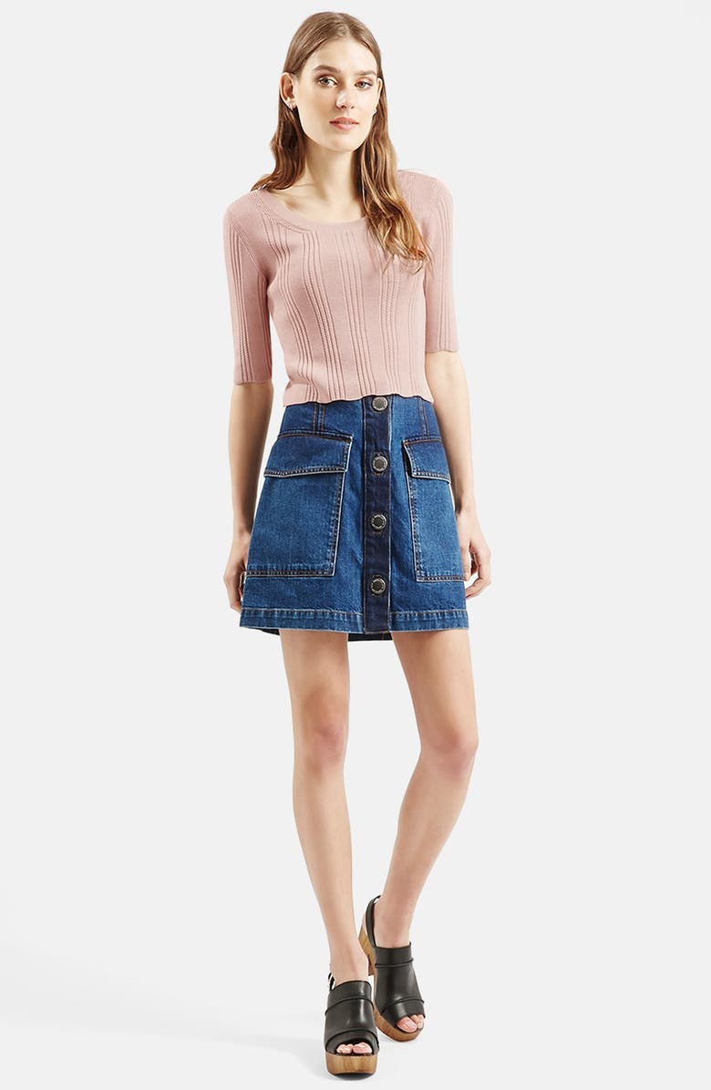 Topshop '70s Scoop Neck Crop Top, Alternate, color,
