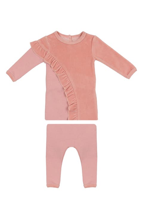 Kids' Velour & French Terry Blend Long Sleeve Top & Pants Set (Toddler)