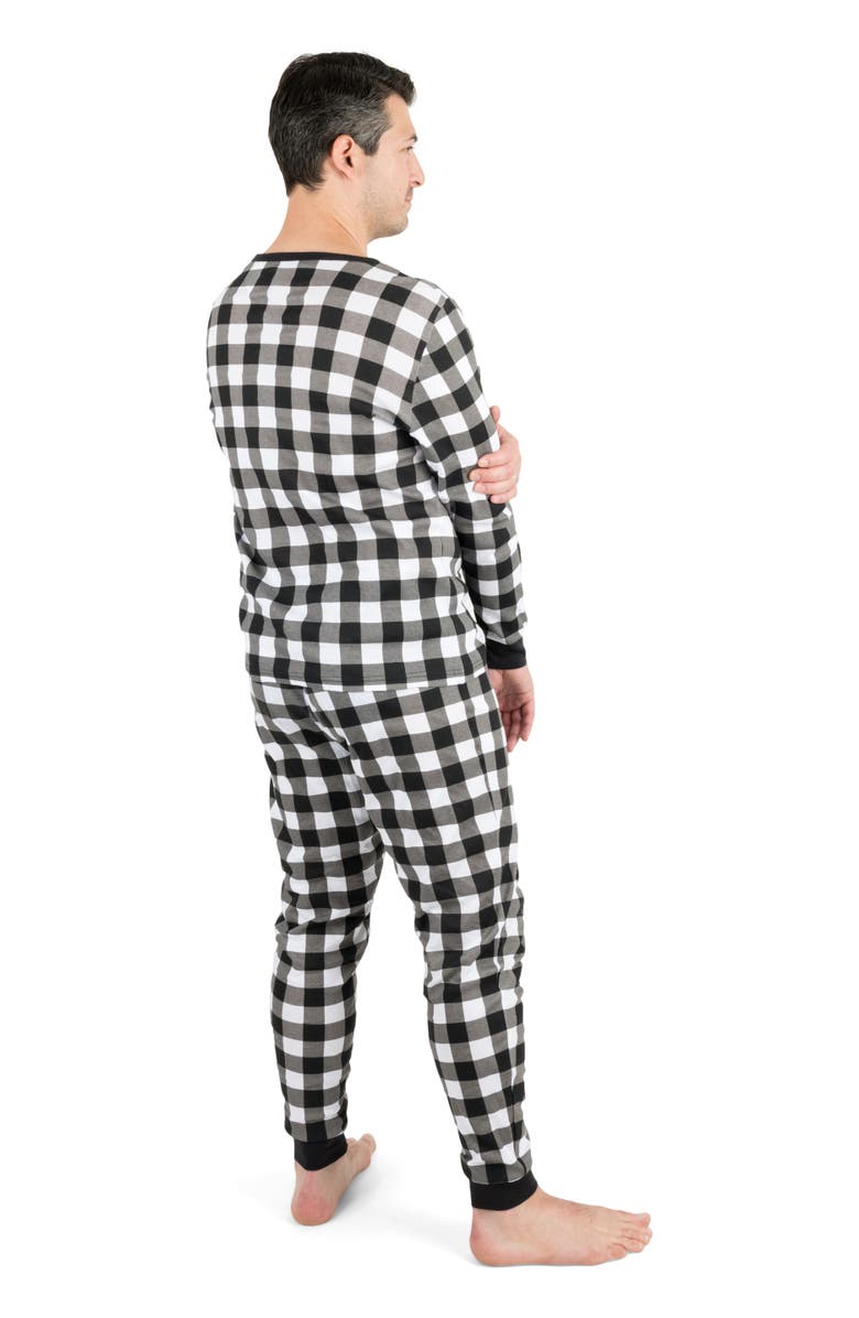 Leveret Men
s Cotton Plaid Matching Family Holiday Pajamas, Alternate, color, Plaid Black 
White