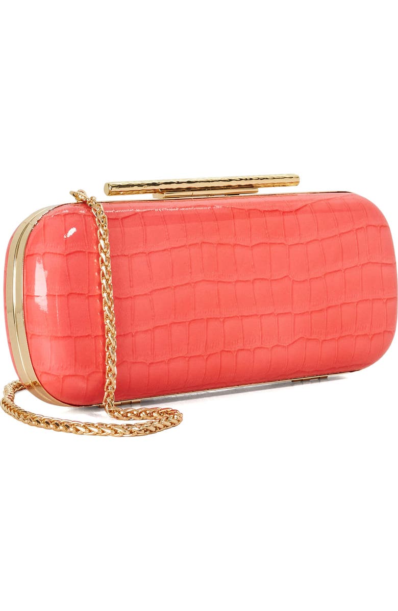 Dune London Body Faux Leather Frame Clutch, Alternate, color, Coral