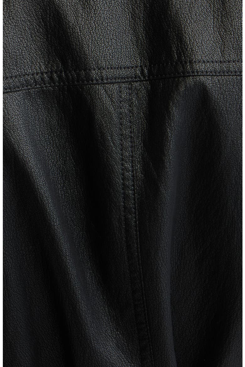 Faux Leather Double Breasted Trench Coat, Alternate, color, BLACK