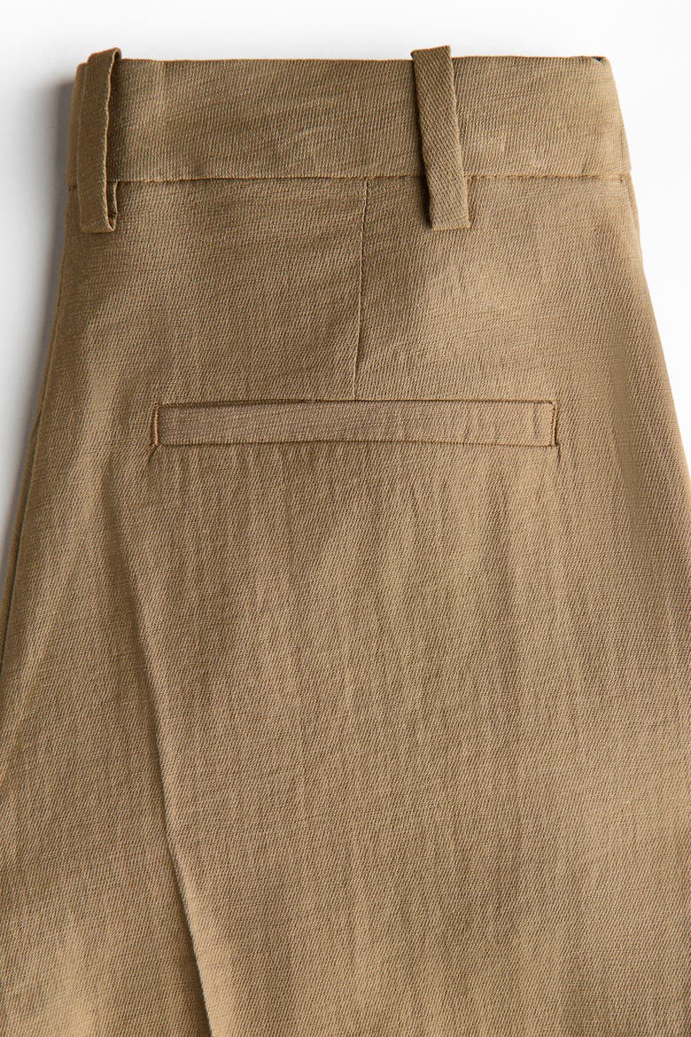 Tailored Linen-blend Culottes, Alternate, color, Dark beige