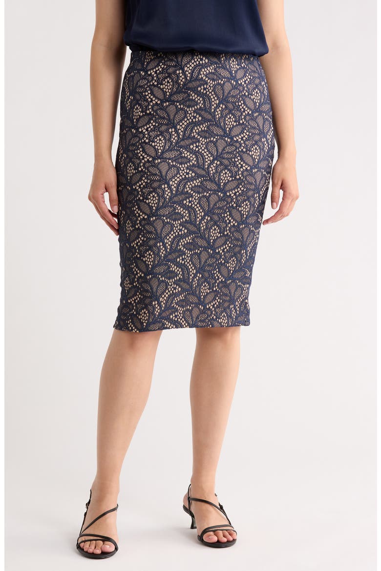 Jacquard Knit Pencil Skirt, Main, color, NAVY