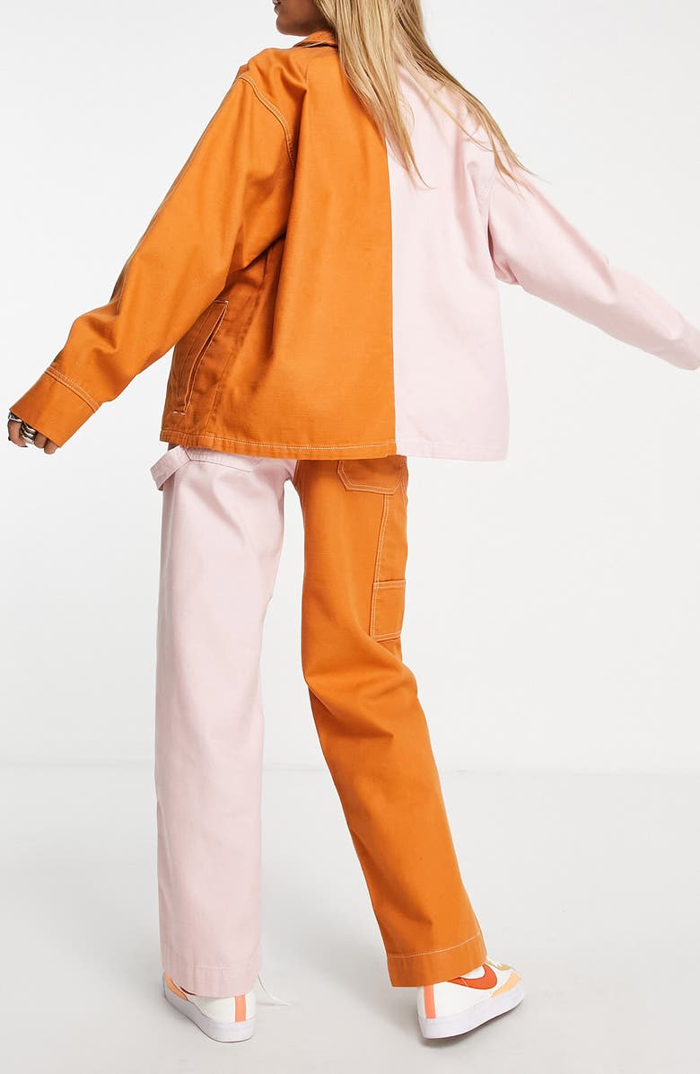 Topshop Colorblock Cotton Jacket, Alternate, color, Pink