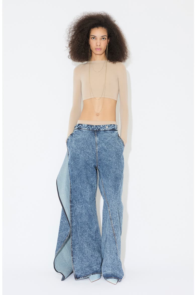 Wide Leg Wrap Jeans, Alternate, color, BLEU NEIGE