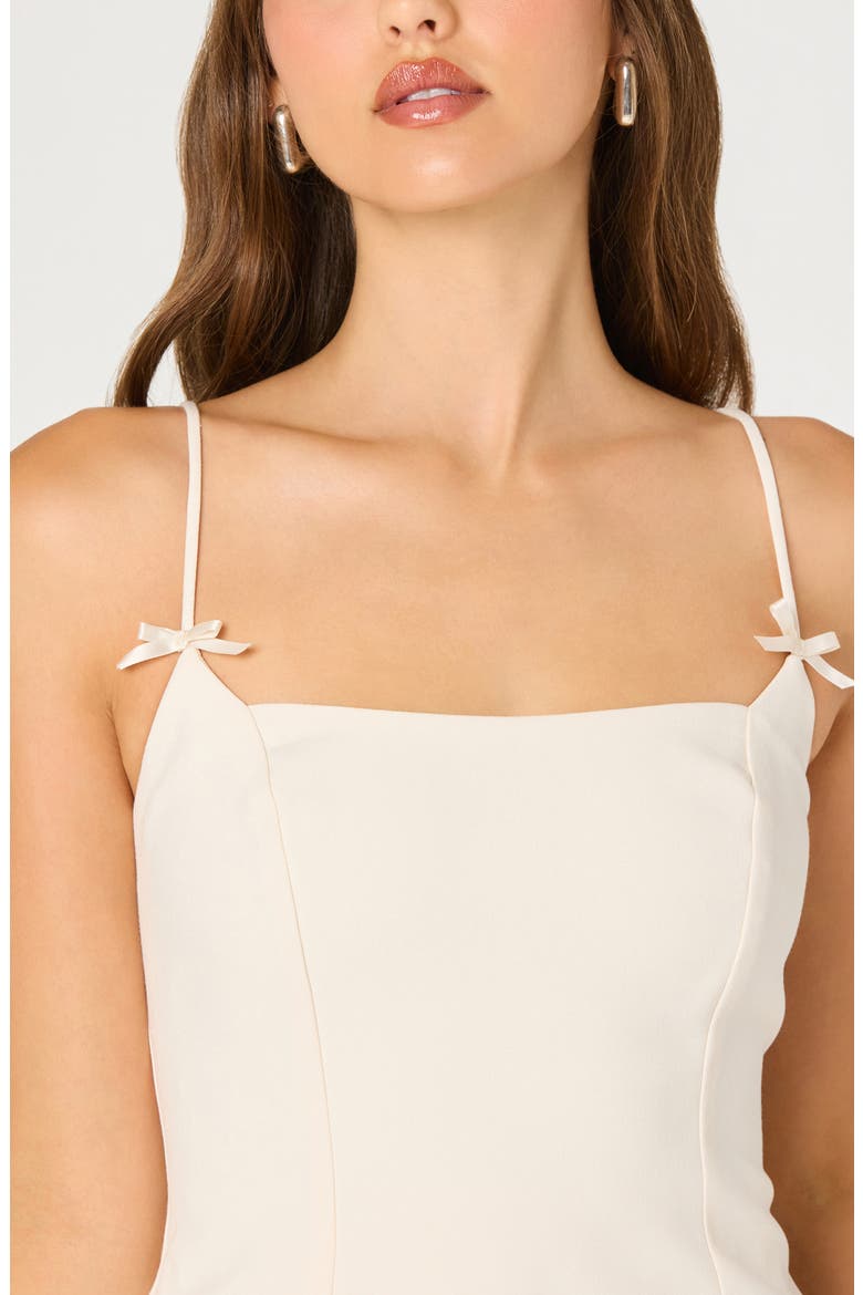Kiarra Mixed Media Corset Minidress, Alternate, color, CREAM