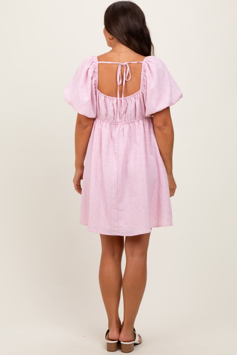 Textured Bubble Sleeve Maternity Mini Dress, Alternate, color, Pink