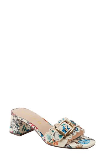 UNISA UNISA VINLEY DENIM BUCKLE SCALLOPED SLIDE SANDAL 