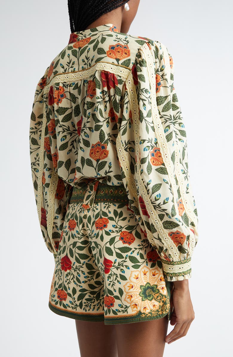 FARM Rio Garden Tapestry Print Popover Shirt, Alternate, color, Garden Tapestry Sand