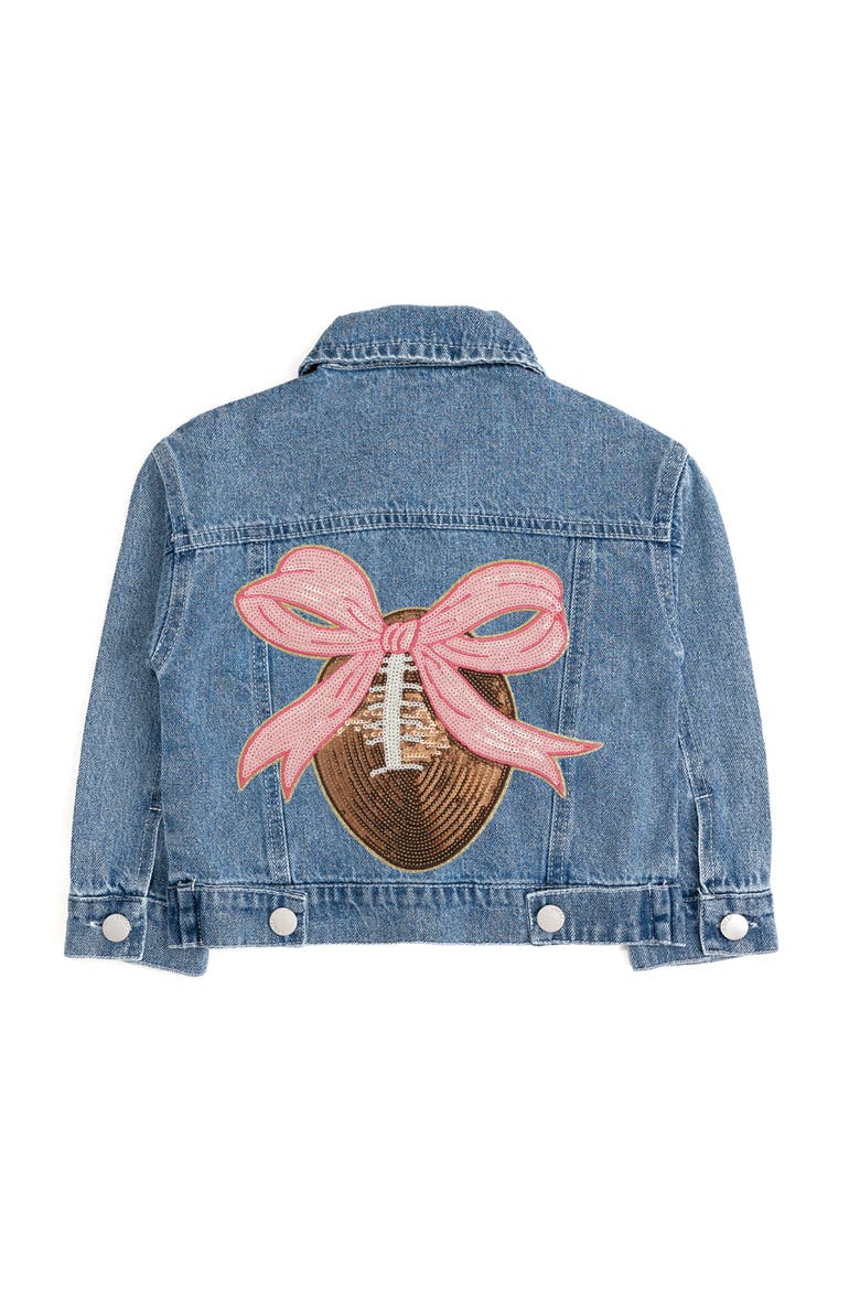 Football Sequin Patch Denim Jacket, Main, color, Denim