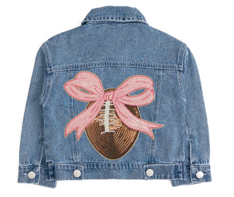 Football Sequin Patch Denim Jacket