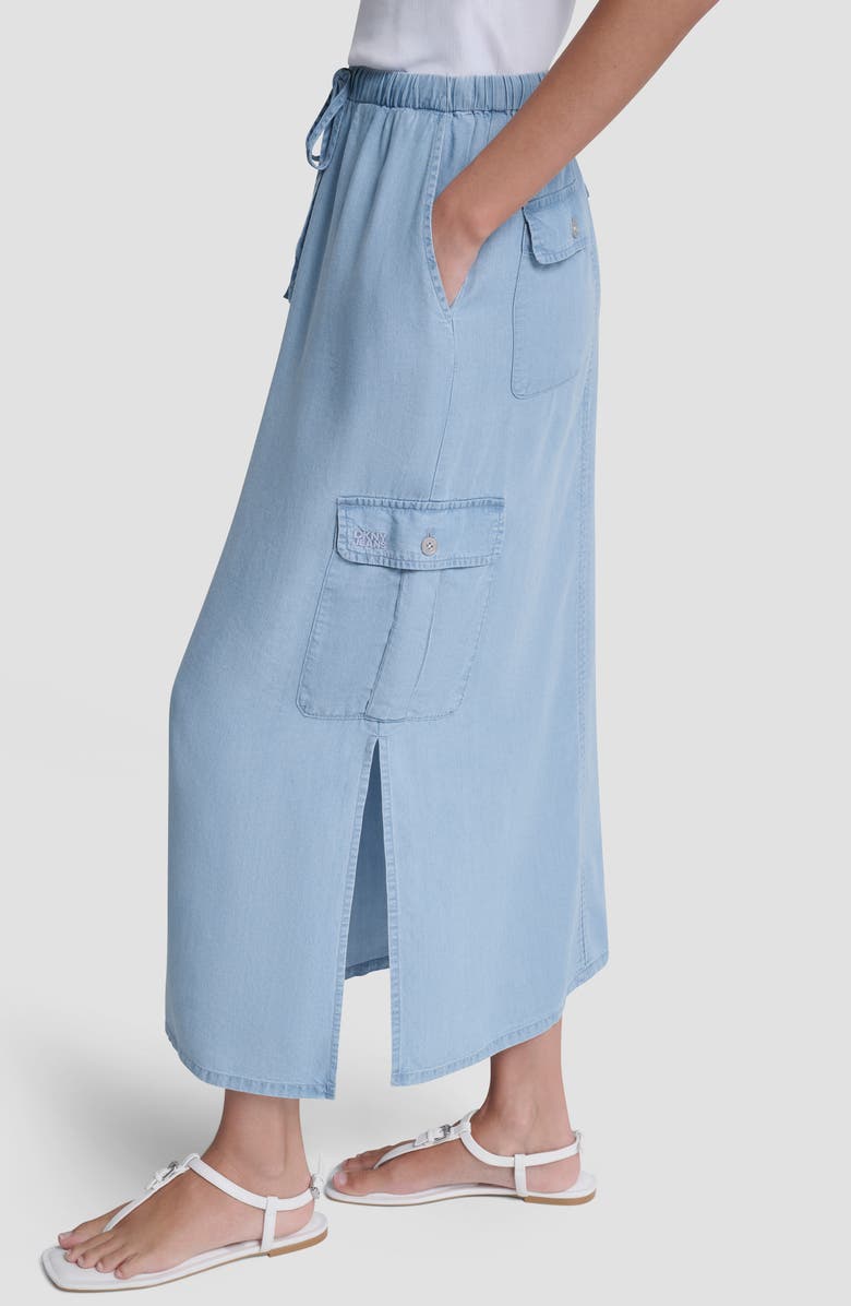 DKNY Jeans Chambray Cargo Maxi Skirt, Alternate, color, Chambray