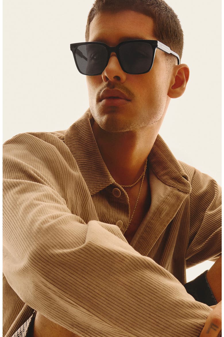 Recap 56mm Small Square Sunglasses, Alternate, color, BLACK/ BLACK POLARIZED