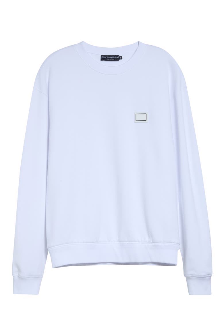 Logo Plate Cotton Sweatshirt, Alternate, color, BIANCO OTTICO